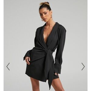 Showpo Black Wrap Mini Dress